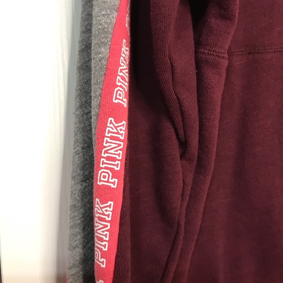 Victoria's Secret PINK Burgundy and Gray Crew Neck Sweatshirt - Picture 6 of 8